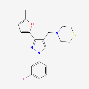 molecular formula C19H20FN3OS B5106049 4-{[1-(3-fluorophenyl)-3-(5-methyl-2-furyl)-1H-pyrazol-4-yl]methyl}thiomorpholine 