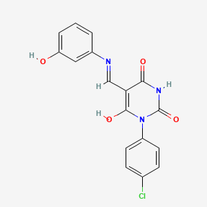 1-(4-chlorophenyl)-5-{[(3-hydroxyphenyl)amino]methylene}-2,4,6(1H,3H,5H)-pyrimidinetrione