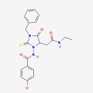 molecular formula C21H21BrN4O3S B5106107 N-{3-benzyl-5-[2-(ethylamino)-2-oxoethyl]-4-oxo-2-thioxo-1-imidazolidinyl}-4-bromobenzamide 