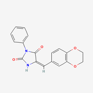 molecular formula C18H14N2O4 B5106125 5-(2,3-dihydro-1,4-benzodioxin-6-ylmethylene)-3-phenyl-2,4-imidazolidinedione 
