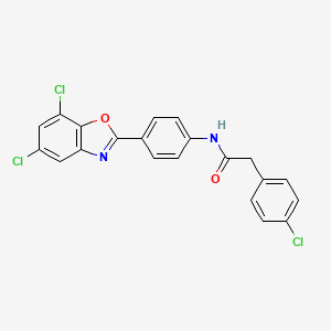 2-(4-chlorophenyl)-N-[4-(5,7-dichloro-1,3-benzoxazol-2-yl)phenyl]acetamide