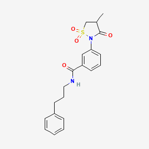 molecular formula C20H22N2O4S B5106231 3-(4-methyl-1,1-dioxido-3-oxo-2-isothiazolidinyl)-N-(3-phenylpropyl)benzamide 