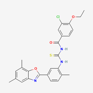 molecular formula C26H24ClN3O3S B5106273 3-chloro-N-({[5-(5,7-dimethyl-1,3-benzoxazol-2-yl)-2-methylphenyl]amino}carbonothioyl)-4-ethoxybenzamide 