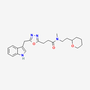 3-[5-(1H-indol-3-ylmethyl)-1,3,4-oxadiazol-2-yl]-N-methyl-N-[2-(tetrahydro-2H-pyran-2-yl)ethyl]propanamide