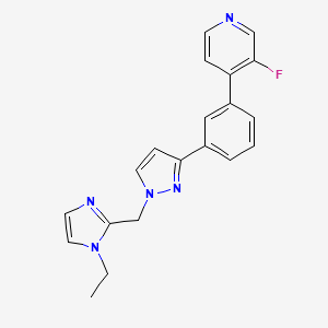 molecular formula C20H18FN5 B5106342 4-(3-{1-[(1-ethyl-1H-imidazol-2-yl)methyl]-1H-pyrazol-3-yl}phenyl)-3-fluoropyridine 