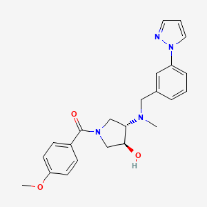 molecular formula C23H26N4O3 B5106367 (3S*,4S*)-1-(4-methoxybenzoyl)-4-{methyl[3-(1H-pyrazol-1-yl)benzyl]amino}-3-pyrrolidinol 
