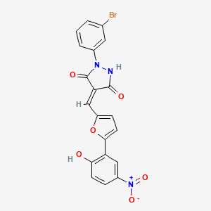 molecular formula C20H12BrN3O6 B5106410 1-(3-bromophenyl)-4-{[5-(2-hydroxy-5-nitrophenyl)-2-furyl]methylene}-3,5-pyrazolidinedione 
