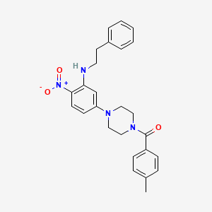 molecular formula C26H28N4O3 B5106463 5-[4-(4-methylbenzoyl)-1-piperazinyl]-2-nitro-N-(2-phenylethyl)aniline 