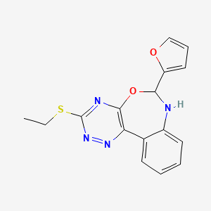molecular formula C16H14N4O2S B5106475 3-(ethylthio)-6-(2-furyl)-6,7-dihydro[1,2,4]triazino[5,6-d][3,1]benzoxazepine 