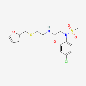 molecular formula C16H19ClN2O4S2 B5106488 N~2~-(4-chlorophenyl)-N~1~-{2-[(2-furylmethyl)thio]ethyl}-N~2~-(methylsulfonyl)glycinamide 