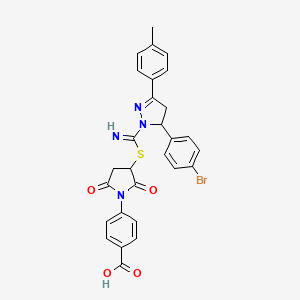 4-(3-{[[5-(4-bromophenyl)-3-(4-methylphenyl)-4,5-dihydro-1H-pyrazol-1-yl](imino)methyl]thio}-2,5-dioxo-1-pyrrolidinyl)benzoic acid