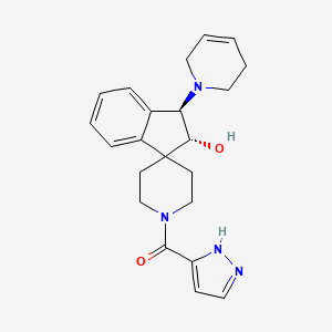 molecular formula C22H26N4O2 B5106572 (2R*,3R*)-3-(3,6-dihydro-1(2H)-pyridinyl)-1'-(1H-pyrazol-3-ylcarbonyl)-2,3-dihydrospiro[indene-1,4'-piperidin]-2-ol 