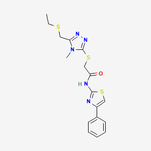 molecular formula C17H19N5OS3 B5106581 2-({5-[(ethylthio)methyl]-4-methyl-4H-1,2,4-triazol-3-yl}thio)-N-(4-phenyl-1,3-thiazol-2-yl)acetamide 