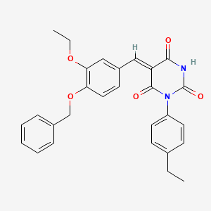 molecular formula C28H26N2O5 B5106591 5-[4-(benzyloxy)-3-ethoxybenzylidene]-1-(4-ethylphenyl)-2,4,6(1H,3H,5H)-pyrimidinetrione 