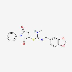 molecular formula C21H21N3O4S B5106661 2,5-dioxo-1-phenyl-3-pyrrolidinyl N'-(1,3-benzodioxol-5-ylmethyl)-N-ethylimidothiocarbamate 