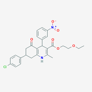 molecular formula C27H27ClN2O6 B5106715 2-ethoxyethyl 7-(4-chlorophenyl)-2-methyl-4-(3-nitrophenyl)-5-oxo-1,4,5,6,7,8-hexahydro-3-quinolinecarboxylate 