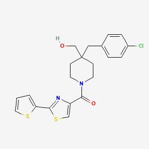 molecular formula C21H21ClN2O2S2 B5106732 (4-(4-chlorobenzyl)-1-{[2-(2-thienyl)-1,3-thiazol-4-yl]carbonyl}-4-piperidinyl)methanol 