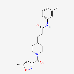 molecular formula C20H25N3O3 B5106771 3-{1-[(5-methyl-3-isoxazolyl)carbonyl]-4-piperidinyl}-N-(3-methylphenyl)propanamide 