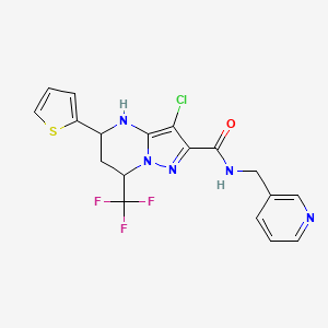 molecular formula C18H15ClF3N5OS B5106778 3-chloro-N-(3-pyridinylmethyl)-5-(2-thienyl)-7-(trifluoromethyl)-4,5,6,7-tetrahydropyrazolo[1,5-a]pyrimidine-2-carboxamide 