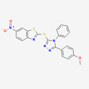 2-{[5-(4-methoxyphenyl)-4-phenyl-4H-1,2,4-triazol-3-yl]thio}-6-nitro-1,3-benzothiazole