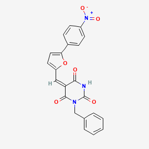 molecular formula C22H15N3O6 B5106903 1-benzyl-5-{[5-(4-nitrophenyl)-2-furyl]methylene}-2,4,6(1H,3H,5H)-pyrimidinetrione 