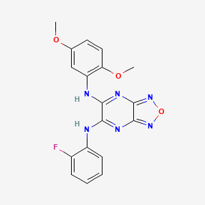 molecular formula C18H15FN6O3 B5107022 N-(2,5-dimethoxyphenyl)-N'-(2-fluorophenyl)[1,2,5]oxadiazolo[3,4-b]pyrazine-5,6-diamine 