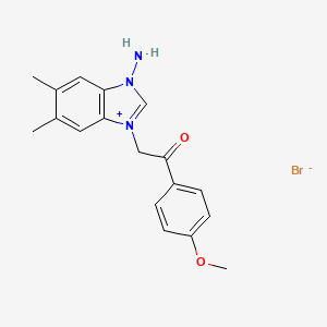 1-amino-3-[2-(4-methoxyphenyl)-2-oxoethyl]-5,6-dimethyl-1H-benzimidazol-3-ium bromide