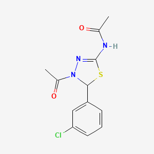 N-[4-acetyl-5-(3-chlorophenyl)-4,5-dihydro-1,3,4-thiadiazol-2-yl]acetamide