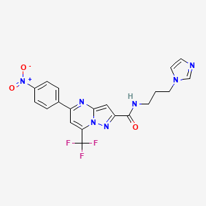 molecular formula C20H16F3N7O3 B5107151 N-[3-(1H-imidazol-1-yl)propyl]-5-(4-nitrophenyl)-7-(trifluoromethyl)pyrazolo[1,5-a]pyrimidine-2-carboxamide 