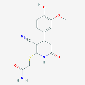 molecular formula C15H15N3O4S B5107168 2-{[3-cyano-4-(4-hydroxy-3-methoxyphenyl)-6-oxo-1,4,5,6-tetrahydro-2-pyridinyl]thio}acetamide 