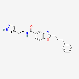 molecular formula C22H22N4O2 B5107199 2-(3-phenylpropyl)-N-[2-(1H-pyrazol-4-yl)ethyl]-1,3-benzoxazole-5-carboxamide 