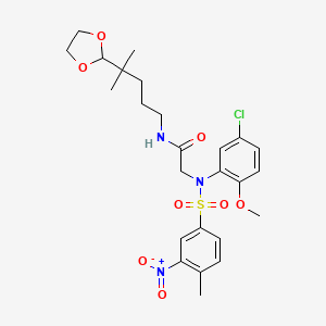 N~2~-(5-chloro-2-methoxyphenyl)-N~1~-[4-(1,3-dioxolan-2-yl)-4-methylpentyl]-N~2~-[(4-methyl-3-nitrophenyl)sulfonyl]glycinamide