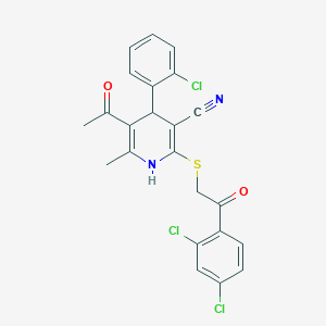 molecular formula C23H17Cl3N2O2S B5107220 5-acetyl-4-(2-chlorophenyl)-2-{[2-(2,4-dichlorophenyl)-2-oxoethyl]thio}-6-methyl-1,4-dihydro-3-pyridinecarbonitrile 