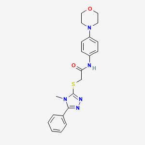 molecular formula C21H23N5O2S B5107258 2-[(4-methyl-5-phenyl-4H-1,2,4-triazol-3-yl)thio]-N-[4-(4-morpholinyl)phenyl]acetamide 