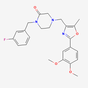 molecular formula C24H26FN3O4 B5107290 4-{[2-(3,4-dimethoxyphenyl)-5-methyl-1,3-oxazol-4-yl]methyl}-1-(3-fluorobenzyl)-2-piperazinone 