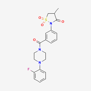 molecular formula C21H22FN3O4S B5107312 2-(3-{[4-(2-fluorophenyl)-1-piperazinyl]carbonyl}phenyl)-4-methyl-3-isothiazolidinone 1,1-dioxide 