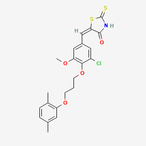 molecular formula C22H22ClNO4S2 B5107319 5-{3-chloro-4-[3-(2,5-dimethylphenoxy)propoxy]-5-methoxybenzylidene}-2-thioxo-1,3-thiazolidin-4-one 