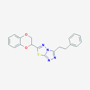molecular formula C19H16N4O2S B510732 6-(2,3-Dihydro-1,4-benzodioxin-2-yl)-3-(2-phenylethyl)[1,2,4]triazolo[3,4-b][1,3,4]thiadiazole CAS No. 929847-02-9