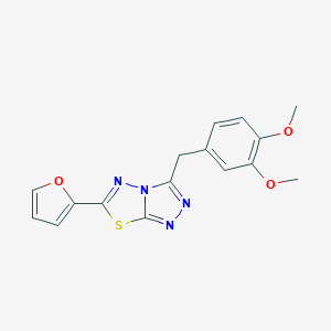 molecular formula C16H14N4O3S B510736 3-(3,4-Dimethoxybenzyl)-6-(2-furyl)[1,2,4]triazolo[3,4-b][1,3,4]thiadiazole CAS No. 929869-58-9