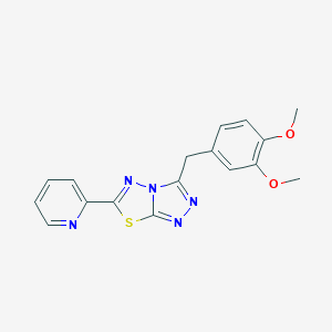 molecular formula C17H15N5O2S B510737 3-(3,4-Dimethoxybenzyl)-6-(2-pyridinyl)[1,2,4]triazolo[3,4-b][1,3,4]thiadiazole CAS No. 929853-94-1