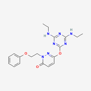 molecular formula C19H23N7O3 B5107442 6-{[4,6-bis(ethylamino)-1,3,5-triazin-2-yl]oxy}-2-(2-phenoxyethyl)-3(2H)-pyridazinone 