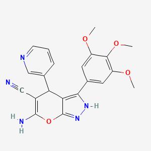 6-amino-4-(3-pyridinyl)-3-(3,4,5-trimethoxyphenyl)-1,4-dihydropyrano[2,3-c]pyrazole-5-carbonitrile