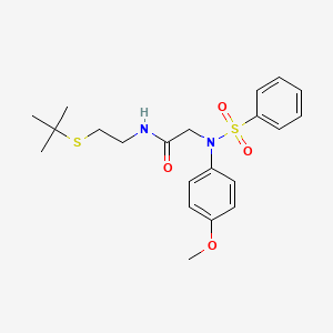 molecular formula C21H28N2O4S2 B5107581 N~1~-[2-(tert-butylthio)ethyl]-N~2~-(4-methoxyphenyl)-N~2~-(phenylsulfonyl)glycinamide 