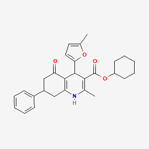 molecular formula C28H31NO4 B5107595 cyclohexyl 2-methyl-4-(5-methyl-2-furyl)-5-oxo-7-phenyl-1,4,5,6,7,8-hexahydro-3-quinolinecarboxylate 