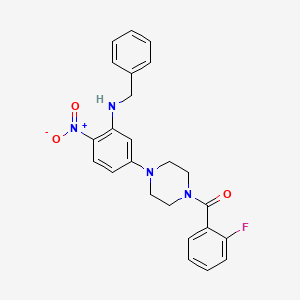 molecular formula C24H23FN4O3 B5107604 N-benzyl-5-[4-(2-fluorobenzoyl)-1-piperazinyl]-2-nitroaniline 