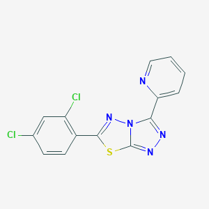 molecular formula C14H7Cl2N5S B510765 6-(2,4-Dichlorophenyl)-3-(2-pyridinyl)[1,2,4]triazolo[3,4-b][1,3,4]thiadiazole CAS No. 587013-14-7
