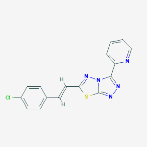 molecular formula C16H10ClN5S B510766 6-[2-(4-Chlorophenyl)vinyl]-3-(2-pyridinyl)[1,2,4]triazolo[3,4-b][1,3,4]thiadiazole CAS No. 929809-06-3
