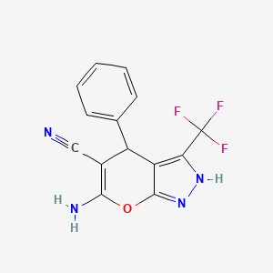 molecular formula C14H9F3N4O B5107707 6-amino-4-phenyl-3-(trifluoromethyl)-1,4-dihydropyrano[2,3-c]pyrazole-5-carbonitrile 