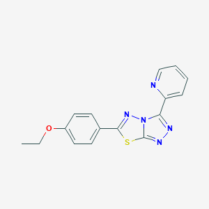 molecular formula C16H13N5OS B510773 6-(4-Ethoxyphenyl)-3-pyridin-2-yl[1,2,4]triazolo[3,4-b][1,3,4]thiadiazole CAS No. 573946-67-5