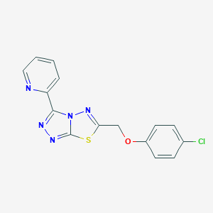 molecular formula C15H10ClN5OS B510782 6-[(4-Chlorophenoxy)methyl]-3-(2-pyridinyl)[1,2,4]triazolo[3,4-b][1,3,4]thiadiazole CAS No. 849915-90-8